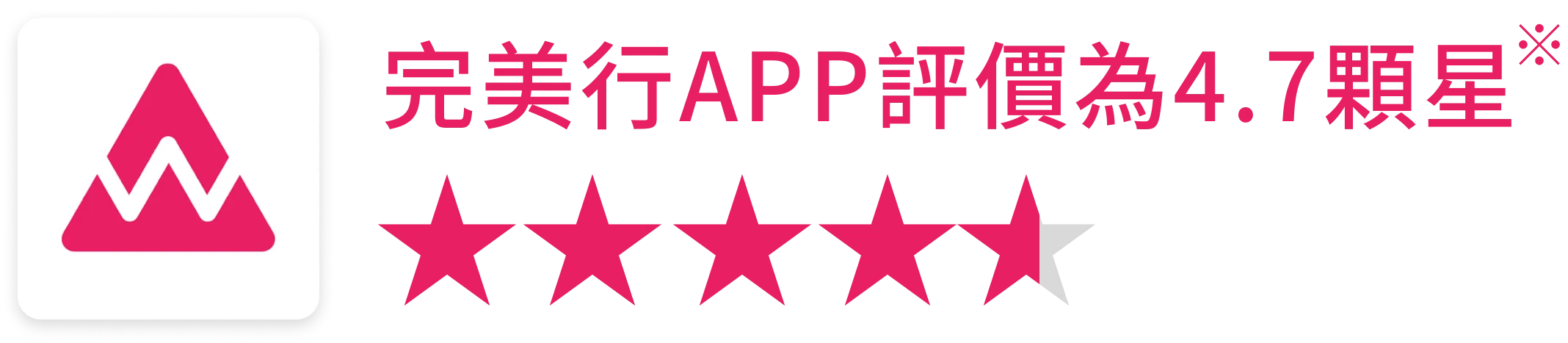 完美行APP評價為4.7顆星